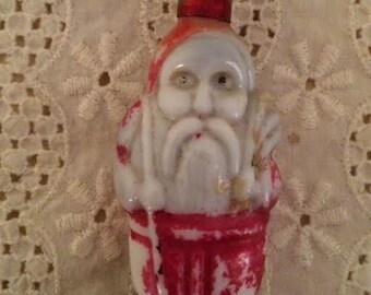 Antique Vintage Double Sided Milk Glass Santa Claus Light Bulb
