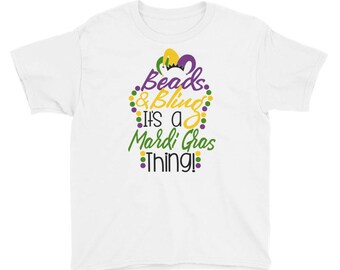 Beads and Bling it's a Mardi Gras Thing Youth Short Sleeve T-Shirt