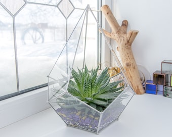 Drop Terrarium / Geometric Terrarium Glass / Terrarium Kit / Succulent Planter / Plant Container / Glass Pot / Geo Terrarium Display
