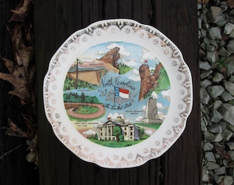 Souvenir Plate North Carolina Vintage Decorative Collectible