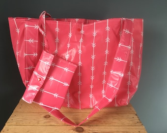 Shoulder bag shopping bag beach bag shopper pink from nylon