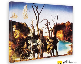 Canvas paintings-Salvador dali-Swans reflecting elephants-yellow BUS