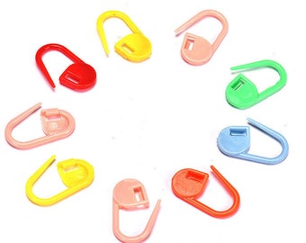 Pack of 100 Assorted Colourful Plastic Pins. For Knitting / Crochet Projects. Safety Latch, Stitch Holder & Sewing Marker Tool.