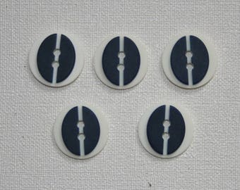Set of 5 round vintage buttons. Navy Blue buttons. B07