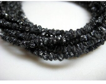 Black Rough Diamonds, Black Raw Diamond Beads, Black Uncut Diamonds, 3mm To 4mm, 8 Inch Strand, Diamond Necklace
