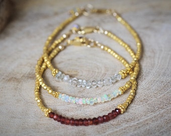 Birthstone Bracelet // Gemstone Bracelet // Gold Vermeil Bracelet // Gift for Her