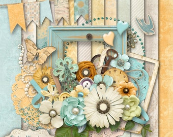SUMMER GLOW - Digital Scrapbooking Kit - 12 Papers Over 50 Elements -5.00