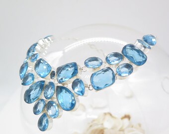 Blue Topaz Quartz Sterling Silver Necklace