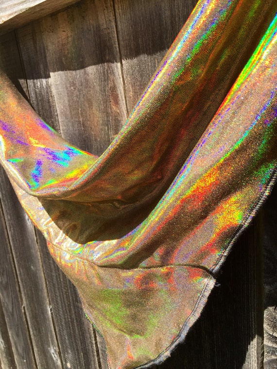 HoloGold: Solid Holographic Gold Bandana w/ Rainbow sheen & Hidden Stash Pocket