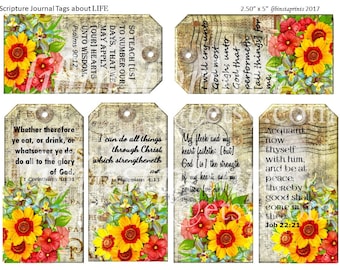Christian Journal Tags, Bible Verses about Life, Scripture Journal Tags, Printable Bible VerseTags