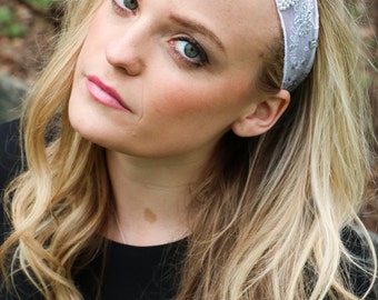 Fancy White Jeweled Headband