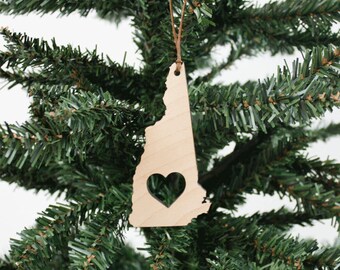 New Hampshire Ornament | Wood Ornament | Holiday Decor | Holiday Ornament | Christmas Ornament | Home Decor | New Hampshire | Made in Maine