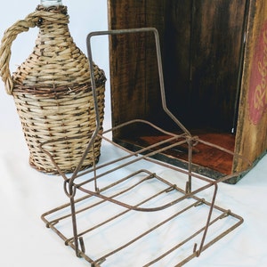 Vintage Milk Bottle Carrier- Wine Storage - Industrial Cubby - Farmhouse Prop- Cottage Decor - Rustic Metal - Craft Room Organizer