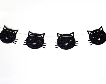 Kitty Cat Banner - Cat Banner - Kitty Cat Garland - Kitty Cat Party Decor - Black Cat Banner - Black Cat Garland
