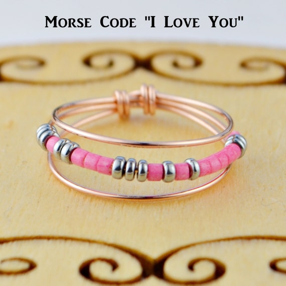 Morse Code I Love You Ring Your Choice of Color