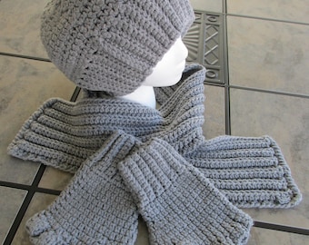 Men's Gray Scarf-Hat-Glove Set