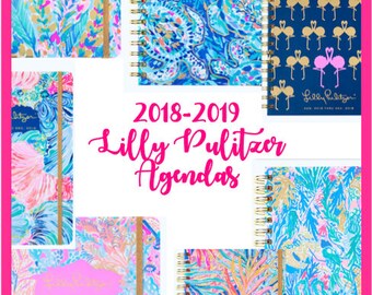 Lilly Pulitzer 2018- 2019 Agenda Planner Calendar Free Monogramming! Medium, Large, Jumbo, Small Catch The Wave, Party, Mermaid Cove, Turtle