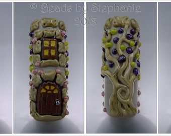 FAIRY TALE TOWER – Lampwork Focal Bead – Lampwork Pendant Focal Handmade Supplies - by Stephanie Gough sra fhfteam leteam