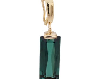 1980s 14k Yellow Gold Green Tourmaline Pendant, Yellow Gold Pendant, Yellow Gold Necklace, Tourmaline Necklace