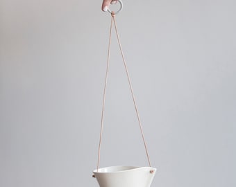 Tapered Porcelain Hanging Planter With Drainage