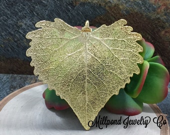 Cottonwood Leaf Pendant, Gold Dipped Cottonwood Leaf Pendant, Gold Cottonwood Leaf, Leaf Pendant, Nature Pendant, LARGE