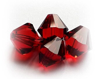 Swarovski Crystal Beads 5328 SCARLET Xilion Faceted Bicone Beads - Sizes 4mm, 6mm & 8mm available