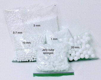 Slime supplies, white foam beads for slime: from tiny to rare jumbo!