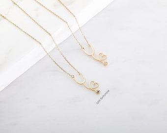 Custom Graduation Gift for Nurse, Doctor • Med Student Gift • Personalized Stethoscope Necklace • Heart Necklace • White Coat Gift