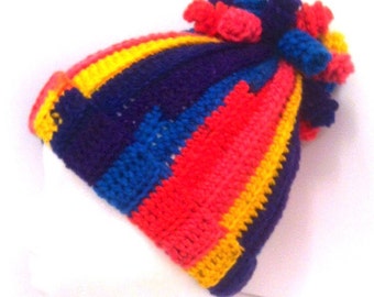 Beanie spiral hat, corkscrew hat, striped beanie, colorful beanie, curly q cap, spiral hat, corkscrew beanie, colorful rasta hat, winter hat