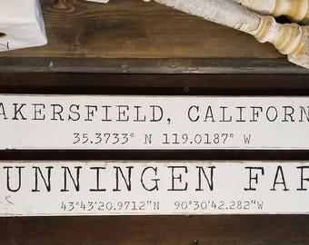 Personilized | Farmhouse Sign | Farmhouse Decor | State Sign | City Sign | Coordinates | Custom | Fixer upper | Distressed | Rustic Sign |
