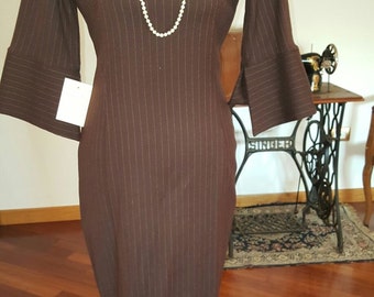 Beautiful dress in pinstriped brown wool