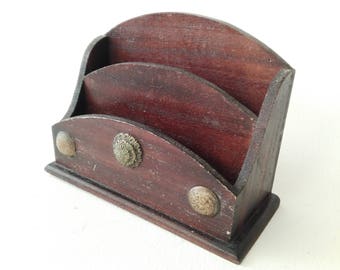 French wooden mural mail holder, office organizer, desk decor, desk organizer, wall organizer, vintage desk, vintage organizer, desk