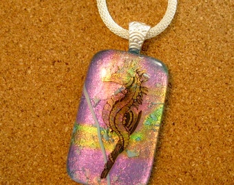Dichroic Pendant - Dichroic Jewelry - Fused Glass Pendant - Fused Glass Jewelry - Dichroic Necklace - Dichroic Seahorse Pendant