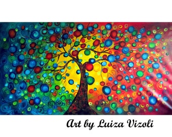 Large Painting 72x36 Huge Canvas Seasons Tree Art by Luiza Vizoli Modern Landscape Canvas