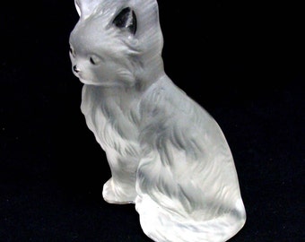 Vintage glass cat figurine-old persian kitten paperweight-viking glass