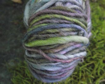 Handspun yarn, handpainted thick and thin hand dyed Polwarth wool yarn-JINN