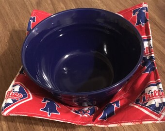 Set of 2 Microwave Bowl Cozies Philadelphia Phillies Baseball Fabric