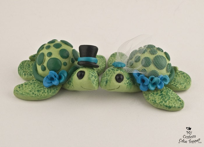 Turtle Wedding Cake Topper - Custom Pick your Colors Turtle Wedding Cake Topper - Custom Pick your Colors
