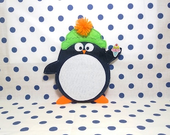 Penguin with ice cream, Felt penguin coasters,Felt coasters, Recycled felt, Christmas coasters, Winter coasters, Holiday coasters