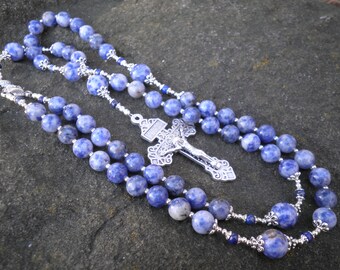Classic Rosary - Dumortierite and Lapis