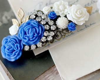 Hair Barrette - Flower Barrette - Boho Hair Barrette - Bridal Hair Clip - Prom Hair Clip - Floral Hair Clip - Bridesmaid Hair Clip