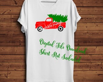 Red truck with Christmas tree Red Truck Christmas svg cut file vintage vector tree, winter, holidays, silhouette, cricut, cutting, clipart,