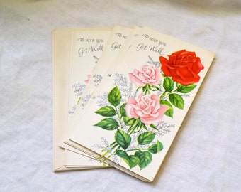 1950s NOS Rose Get Well Greeting Card with Envelope