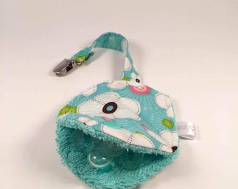 CLEARANCE-Soother holder - turquoise flowers