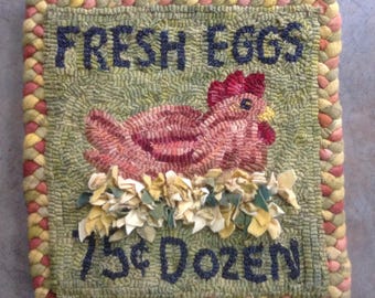 Fresh Eggs rug hooking