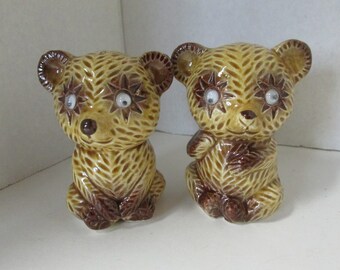 Vintage Bear Salt and Pepper Shakers Japan