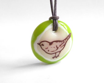 Song Bird Necklace - Various Colors - Nature Jewelry, Bird Pendant