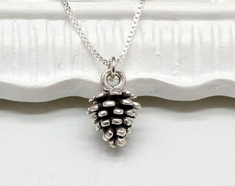 Silver Pinecone Necklace, Sterling Silver,Gift, Christmas Gift, Holiday Necklace, Holiday Gift