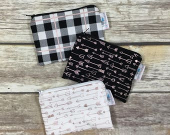 Reusable Snack Bag, Reusable Zipper Bag, Reusable Sandwich Bag, Zipper Pouch, Rose Gold Snack Bag, Lunch Bag, Reusable Bag, Rose Gold