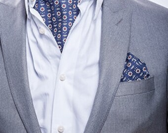 Ascot Ties for men,Wedding tie for men, Blue anchor ascot tie for men, Anchor ascot tie
